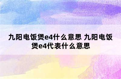 九阳电饭煲e4什么意思 九阳电饭煲e4代表什么意思